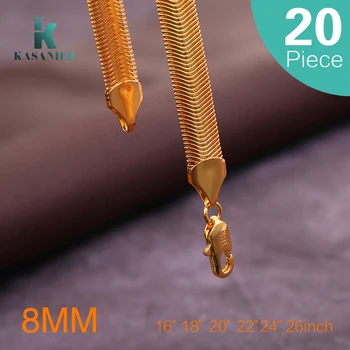 

20pcs/set Gold Seal Necklace Gold Fashion Jewelry 8MM Snake Necklace 16-26inch Length Guarantee Long Color Necklaces Wholesale