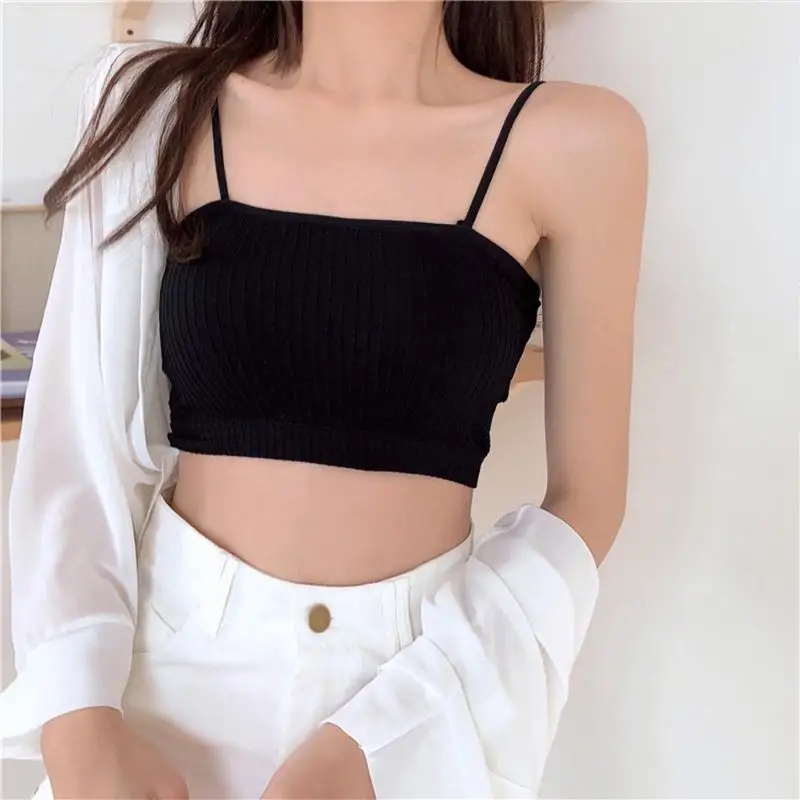 

Underwear women Trendy top Women Ladies Breathable Sling Vest Brassiere Sexy BacklessStraps Bra Breathable Sling Vest Chest Pad
