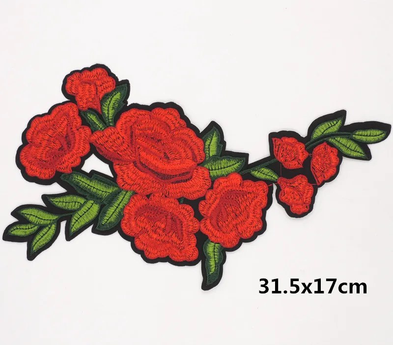 

1piece/lot Red Appliqued Flower Embroidered Patch Sew-on Patches DTY Garment Handmade Sewing Materials Accessories