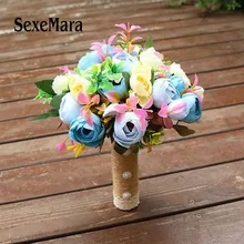 Фиолетовая Роза искусственный цветок невесты Холдинг Цветы корейские свадебные бпуке