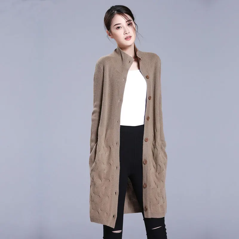 Automne gray Cardigans light Manches Manteaux 100 Femmes Pur white 2018 Boutons Cachemire Long Orange Longues Hiver Dames camel Tricoté Chandail Coffee 7wqxf4aF