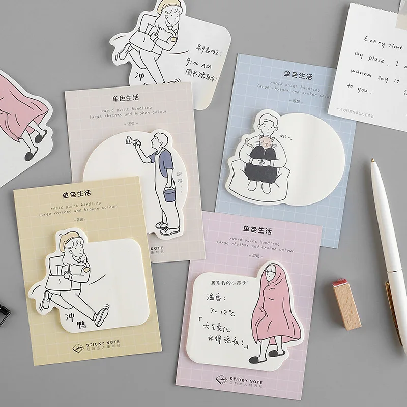 

Cute Young Girl Boys Memo Pad N-Times Sticky Notes School Stationery Office Supply Kids Gift Papelaria Escolar