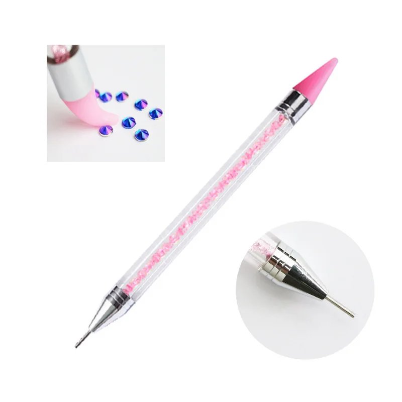Двухсторонняя ручка для дизайна ногтей силиконовая Мягкая головка аппликатор для стразов карандаш хрустальные бусины Ручка инструмент для дизайна ногтей