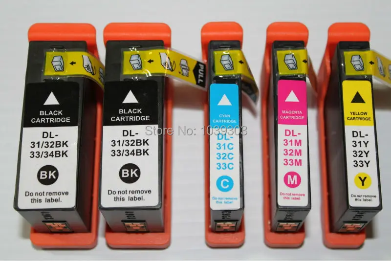 

Free shipping 5pk Compatible dell 31 32 33 ink cartridge for V525w/Dell V725w printer