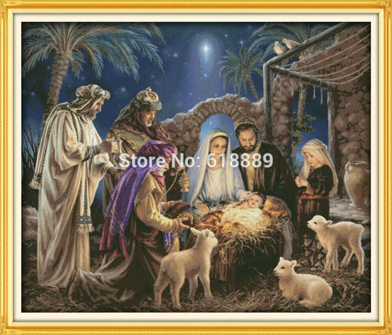 Большой размер, узор "рождение ребенка Иисуса", счетный крест, 11, 14CT, религия, китайский Набор для вышивки крестом, вышивка, рукоделие