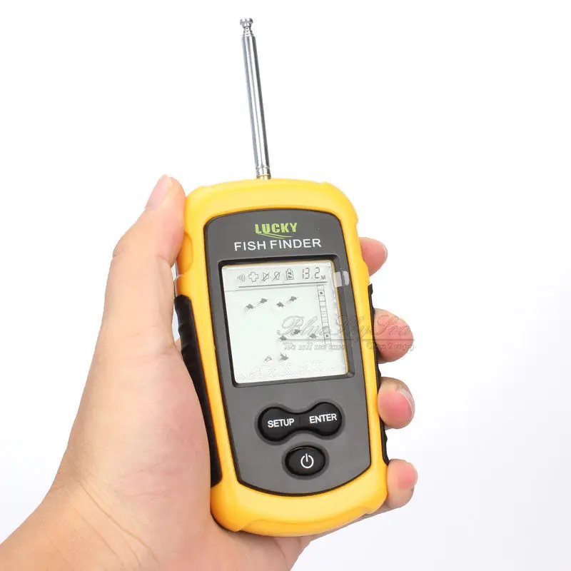 Koop LUCKY FFW1108 1 Fishfinder draadloze Fishfinder Alarm 125kHz 90 Graden Echolood 40 M 130FT echosonda Diepte sonar voor vissen