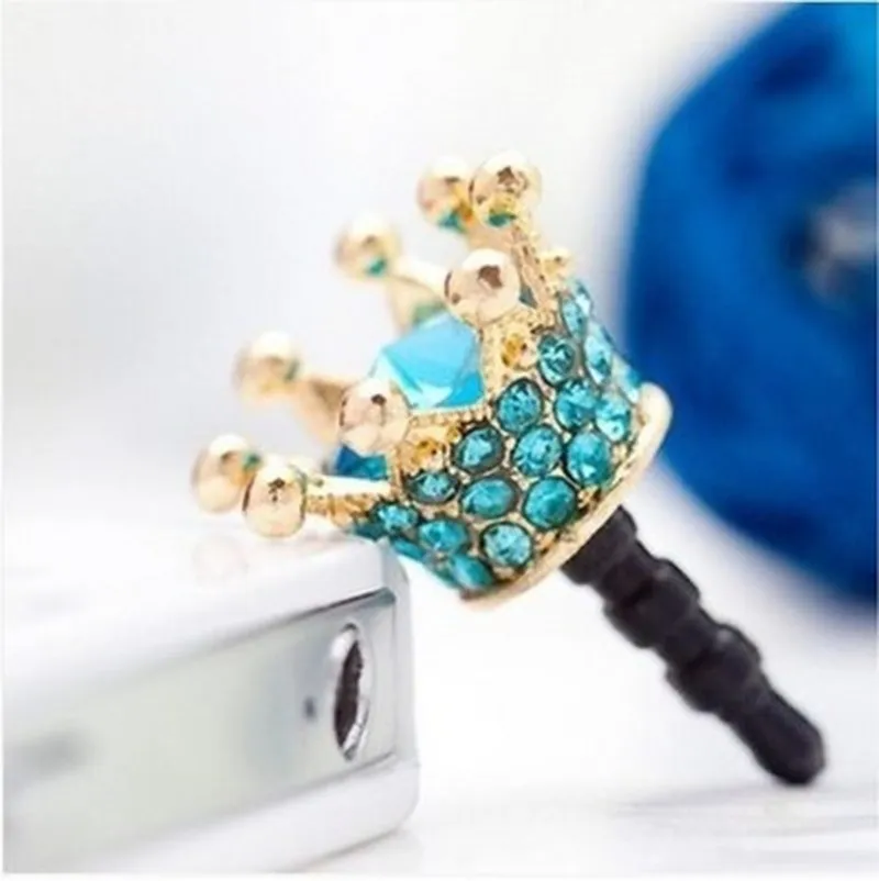 

Fashion Rhinestone Crown 3.5mm Anti Dust Earphone Plug Cover Stopper Cap