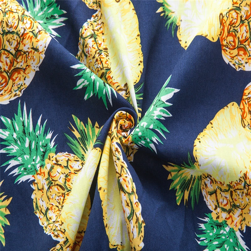С принтом ананаса Мужская гавайская рубашка Лето 2019 г. бренд короткий рукав для мужчин s пляжные рубашки для мальчиков Chemise Homme повседневное