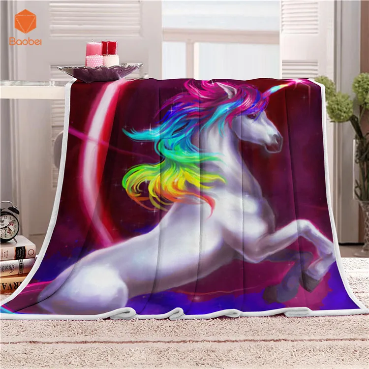 Nap blanket Super Soft Unicorn Horse Velvet Plush Throw Blanket Art