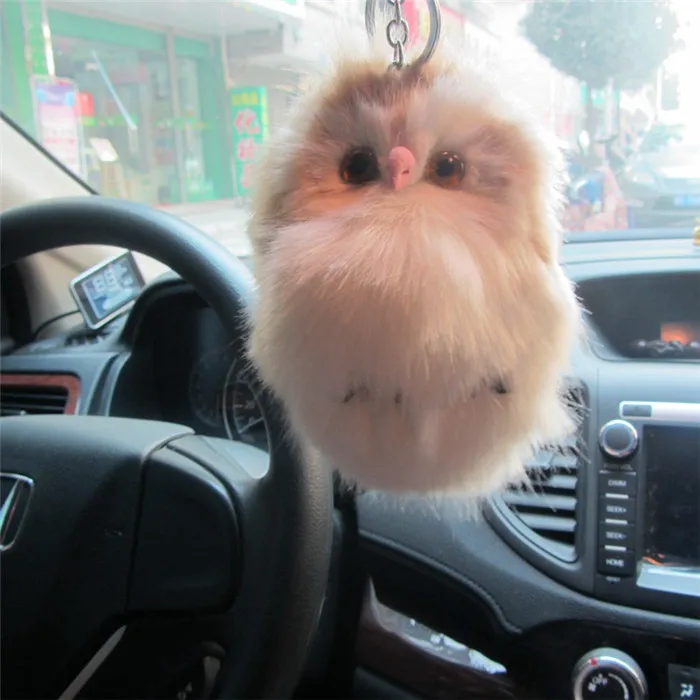 New Fashion 15cm Faux Rabbit Fur Pom Pom Owl Key Chain Women Bag Charms Keychain Female Car Key Ring Jewelry Trinket Man Keyring (18)