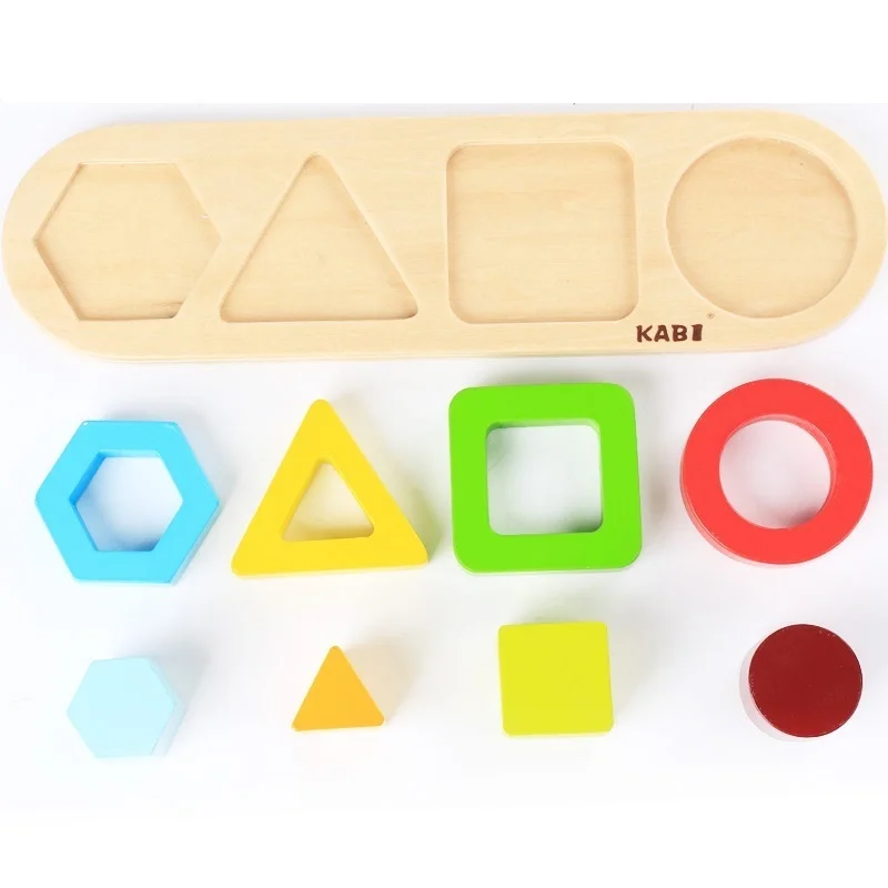 Wooden Blocks Color Shapes Matching Montessori Educational Toys For