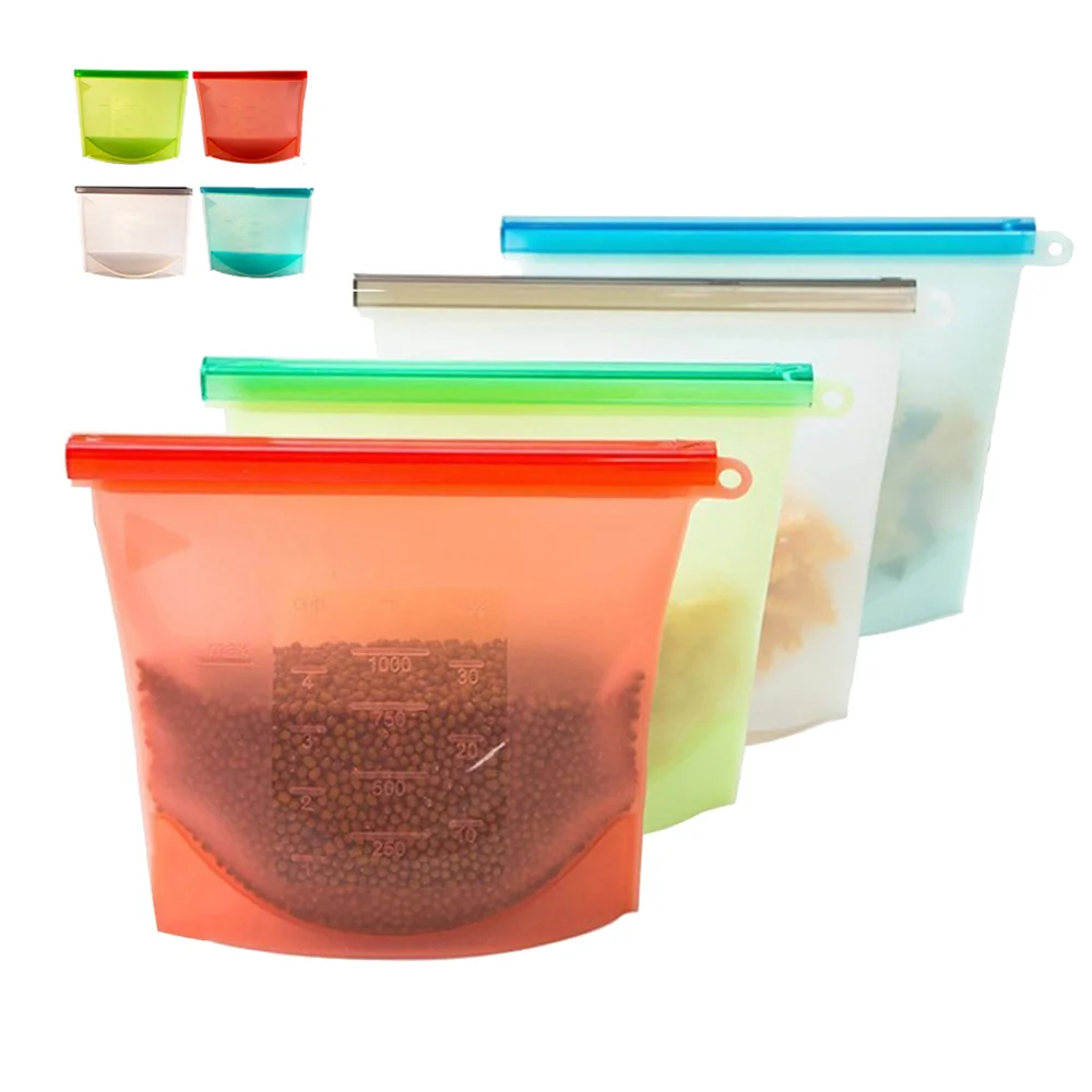 

Reusable Silicone Storage Containers Refrigerator Sealed Bag Kitchen Vegetable Fruits Silicone Vacuum Food Fresh Bags