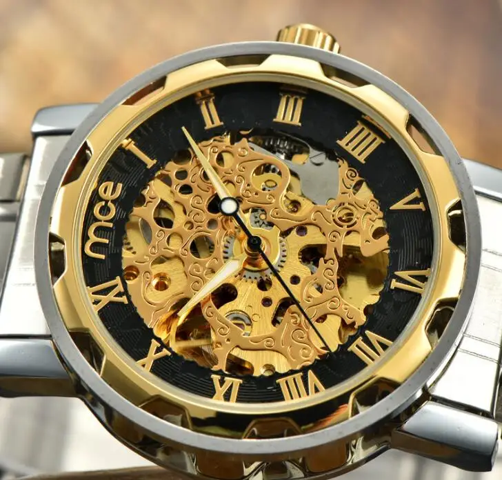 

Men Automatic Mechanical Watches Top Brand Luxury Stainless Steel Watch Skeleton Transparent Sport male WristWatch relojes masc