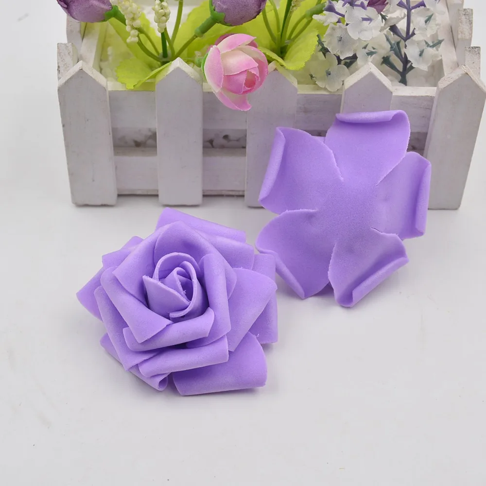 10 шт. 7 см Искусственный цветок высокого качества ПЕНА РОЗА ручной работы искусственный цветок свадебное украшение DIY буфер слоеный цветок - Цвет: Фиолетовый