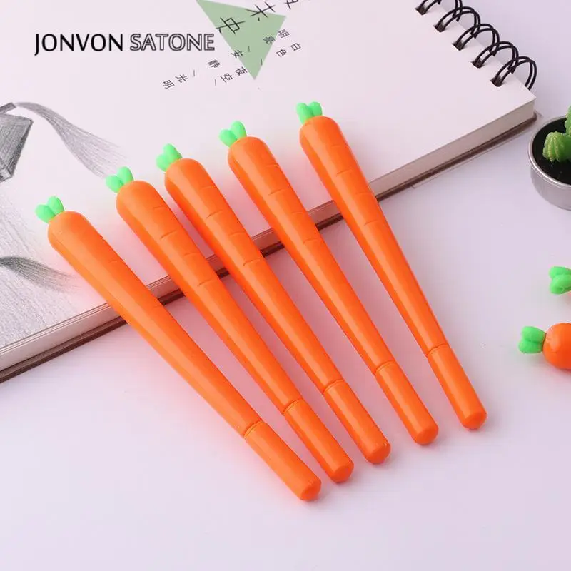 Jonvon Satone 2ps New Carrot Pen Student Neutral Pen Cartoon Vegetable for Gift Creative Stationery Kids School Supplies Writing