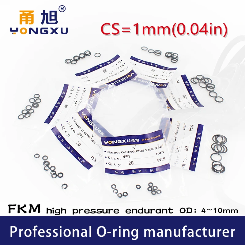 

10PCS/lot Black FKM Rubber O-rings Seals 1mm Thickness 4/5/6/7/8/9/10mm OD O Rings Seals Gasket Ring Strip Washer