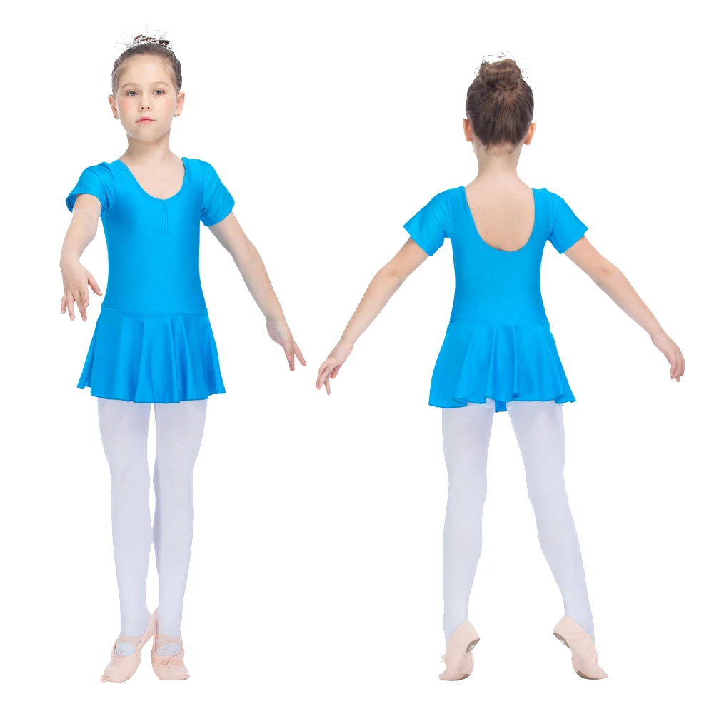 

Nylon/Lycra Short Sleeve Shorty Leotard Dress Red Girls Ballet Dancewear Skirts Ladies Dancing Costume