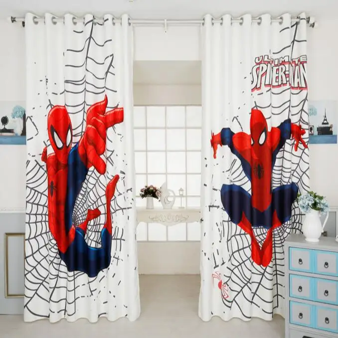 INS moderno Spiderman dibujos animados cortinas opacas para habitación de niños cortina impresa para niños dormitorio tratamiento ventana dormitorio drenaje INS moderno Spiderman dibujos animados cortinas opacas para habitación de niños cortina impresa para niños dormitorio tratamiento ventana dormitorio drenaje