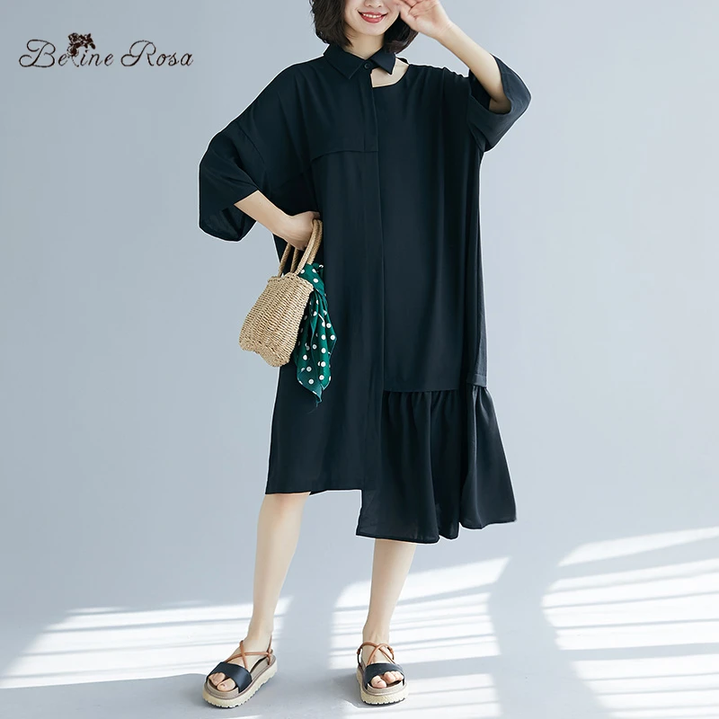 BelineRosa 2019 женские черные платья трендовые модные секс Воротник нерегулярная