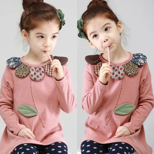 

Baby girl t shirt 2017 autumn winter  children's cartoon clothing girl basic shirt  child long-sleeve plus velvet thickening