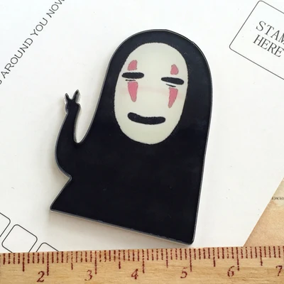 Anime  Spirited Away Faceless Men Cosplay Acrylic Badges No Face Brooch Pin Backpack Clothes Cute Decoration Brooches (4)