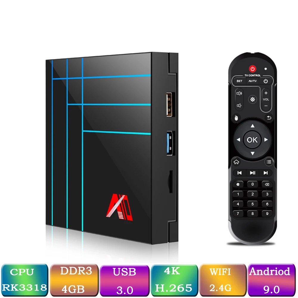 

A10 Android TV Box RK3318 Quad-Core Chip 4GB 64GB Televisor Prefix Android 9.0 Boxing 4K Ultra HD 2.4Ghz Wifi Home Set Top Boxes