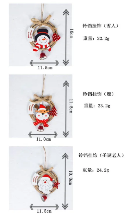 ETya деревянное ремесло венок Рождественская елка Декор подвесной кулон Санта-Клаус декоративный Колокольчик Рождественские украшения для дома новогодние вечерние