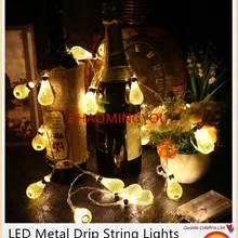 YON 1 шт. 20 светодиодный Светодиодный фонарь на батарейках светодиодный металлический капельный свет гирлянды для патио, свадьбы, вечеринки, рождественских огней, украшения для спальни, праздника