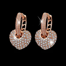 Espumoso de Calidad Superior Pendiente de La Manera Del Nuevo Estilo Genuino Austria Crystal Cubic Zirconia Stud Pendientes Corazón De La Joyería de Las Mujeres