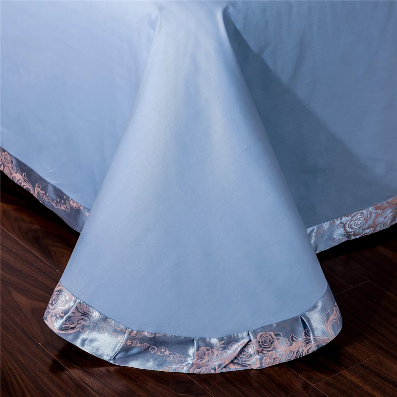 Waliicorners 4-Pcs gold silver lace Jacquard Bed Cover Queen King Size Luxury Bedding Set Silky Bedclothes Duvet Cover Bed Sheet set 17 2