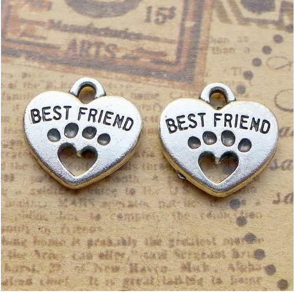 50pcs Vintage Antique Silver Tone Hearts Alloy Charms Pendants DIY Jewelry