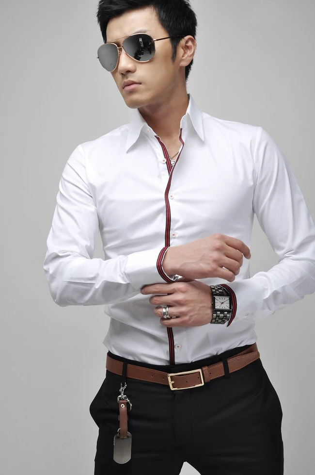 Fashion Mens Luxury Casual Stylish Slim Fit Sleeve Dress Shirts Wholesale 