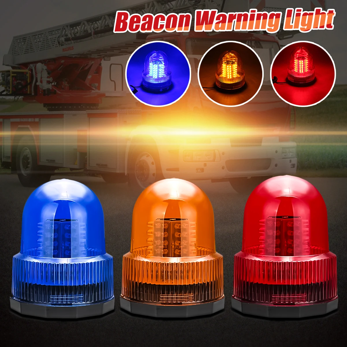 

Flashing Beacon Warning Light Vortical Flashlight 72LED Side Marker Reserving Light Universal For 12V Trucks Trailers Cars Boats