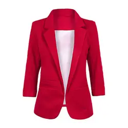 2019 женские офисные карамельный цвет три четверти рукав для женщин блейзер приталенный жакет пиджак повседневное тонкий костюм Базовая