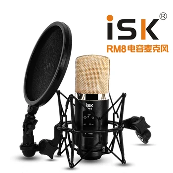 

ISK RM-8 Professional Condenser Microphone System Shock Mount+POP Filter mic for Boardcasting and Recording with case package