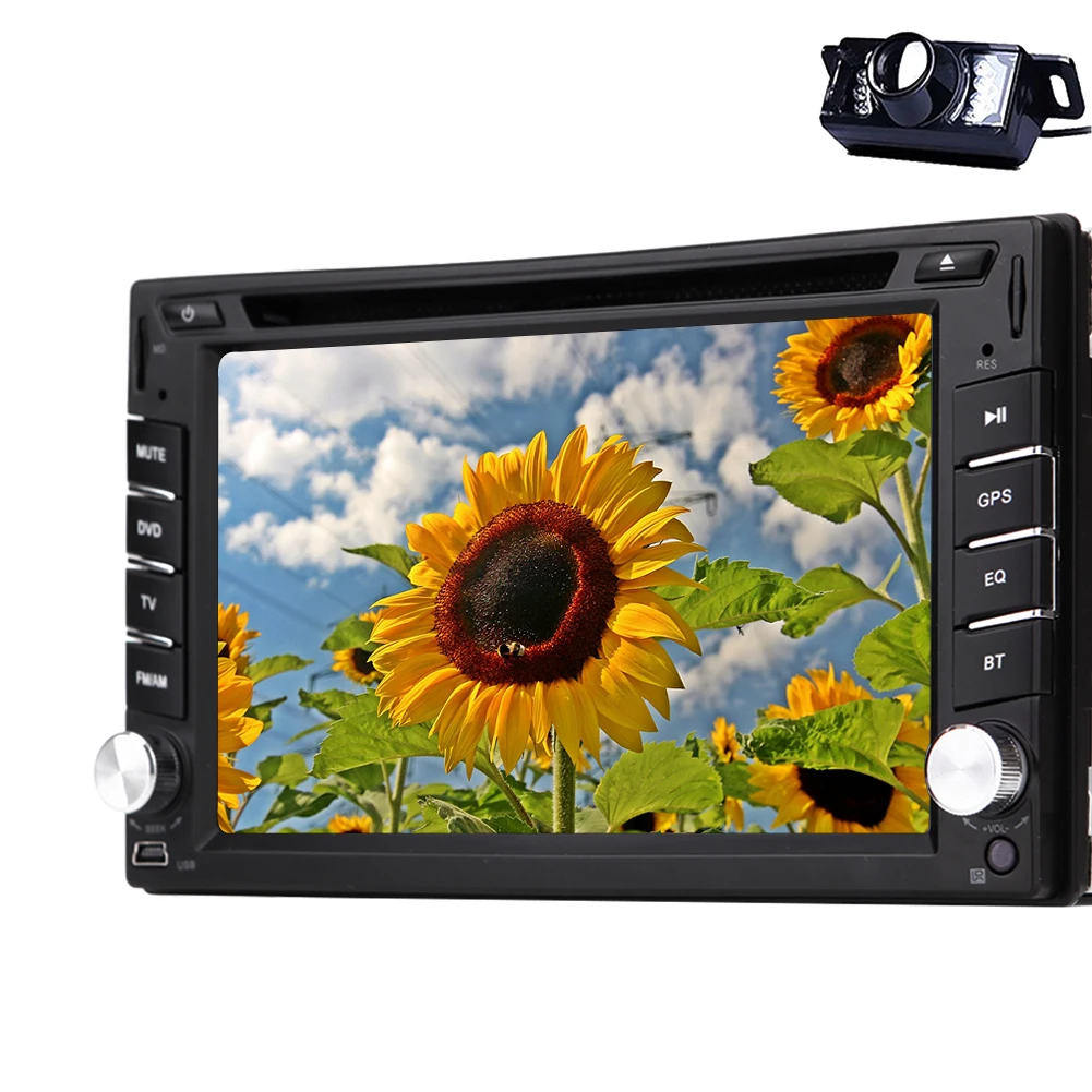Car Stereo Headunit Car DVD Player 2 Din In Dash Bluetooth Monitor USB SD Audio CD VCD Radio Receiver Autoradio Video Motorized RDS Remote control logo Camera