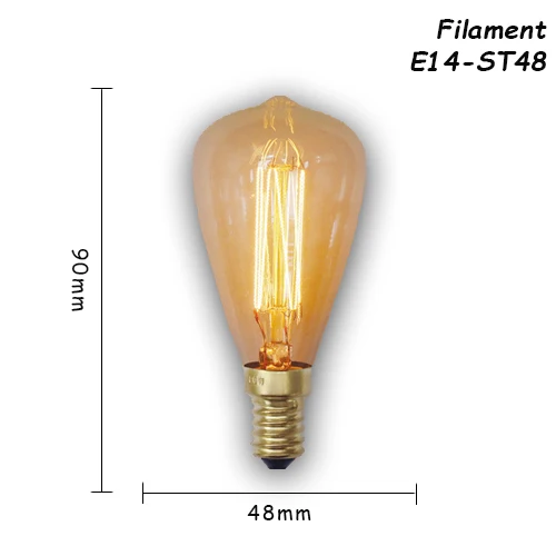 1 шт. Ретро лампа E27/E14 лампа Эдисона 110 В/220 В лампа накаливания для дома/гостиной декоративная винтажная лампа накаливания 40 Вт ампула - Цвет: E14-ST48