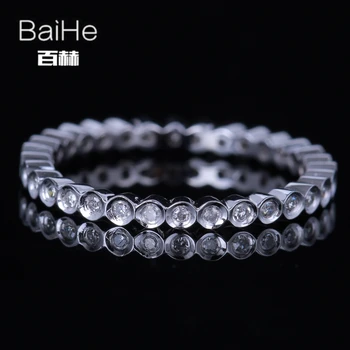 

BAIHE Sterling Silver 925 0.2CT H/SI Round Natural Diamonds Wedding Gift Engagement Ring Women Trendy Fine Jewelry Diamond Ring
