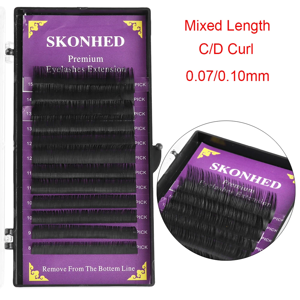 

12 lines Mix Length Faux Mink Hair Individual Eyelashes Thick Fluffier Eyelash Extension Professional Lashes Grafting Makeup