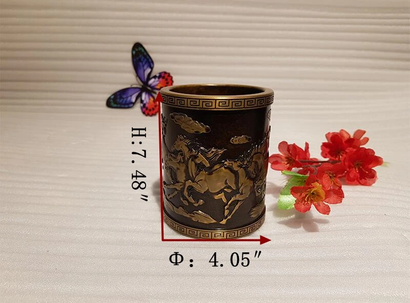 Vintage Chinese style bronze pen holder (4)_