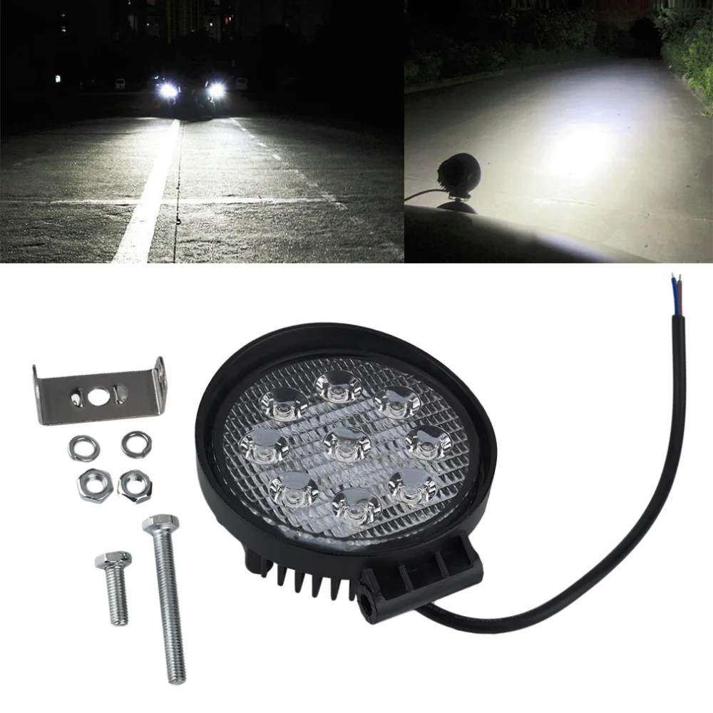 

27W LED Work Light 12V IP67 Spot/Flood Fog Light Off Road ATV Tractor Train Bus Boat Floodlight ATV UTV Work Light 2017