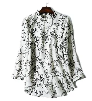 

Lady Style Silk Shirt with Half-open Collar Temperament 2019