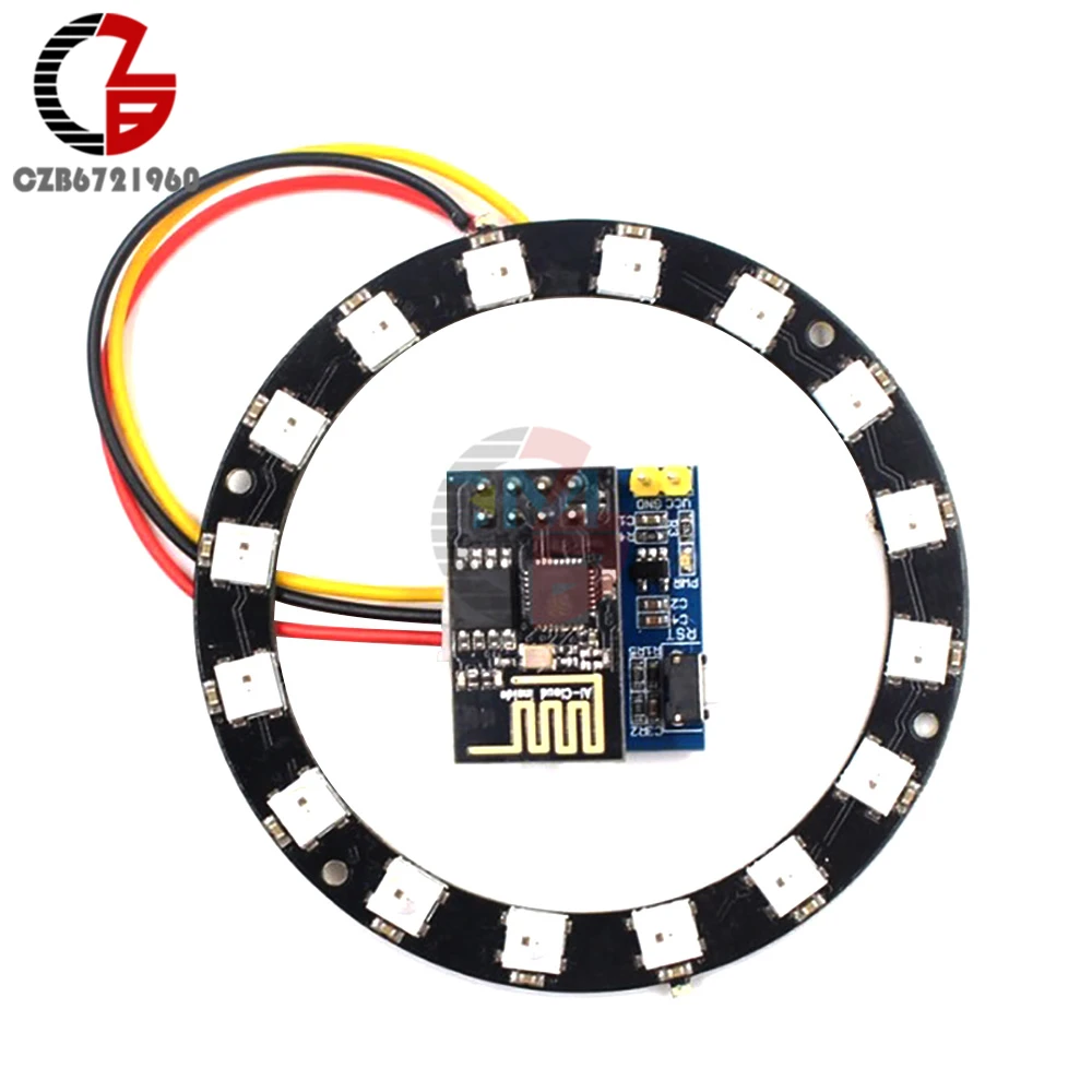 DIY Kit WS2812 RGB кольцевой светильник ESP8266 ESP-01 ESP-01S RGB светодиодный контроллер модуль адаптера 3,7 V-5 V постоянного тока для Arduino IDE/SATA