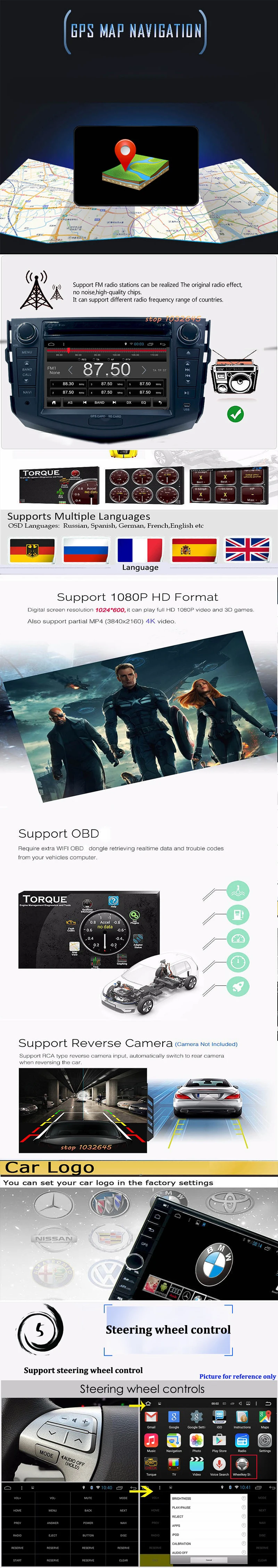Top Free camera Android 7.1 Core 1GB RAM Car DVD Player For Toyota RAV4 RAV 4 2006 2007 2008 2009 2010 2012 GPS BT Radio 7