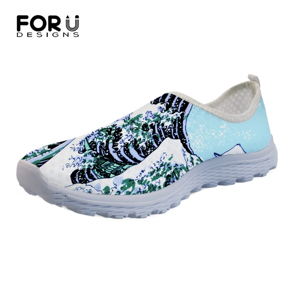 

FORUDESIGNS Female Fashion Spring Flats Shoes Summer Casual 3D Wave Pattern Ladies Comfortable Mesh Shoes Woman Loafers Light