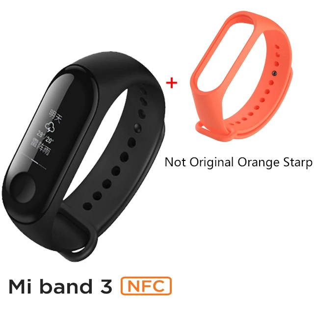 Xiaomi Mi Band 3 NFC Версия смарт-Браслет фитнес-трекер 0,7" большой сенсорный экран для сердечного ритма монитор смарт-браслет - Цвет: Orange