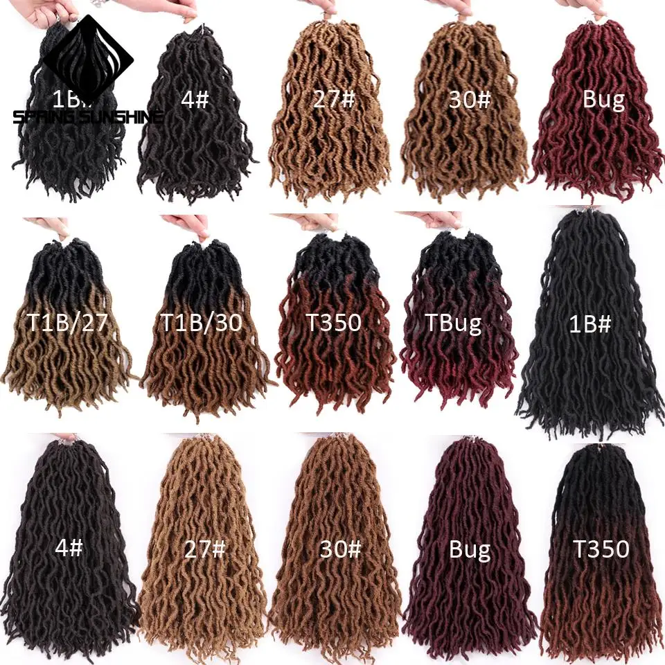 Ombre Nu Locs крючком косы 12 &quot18&quot натуральная богиня Faux вьющийся кроше синтетические