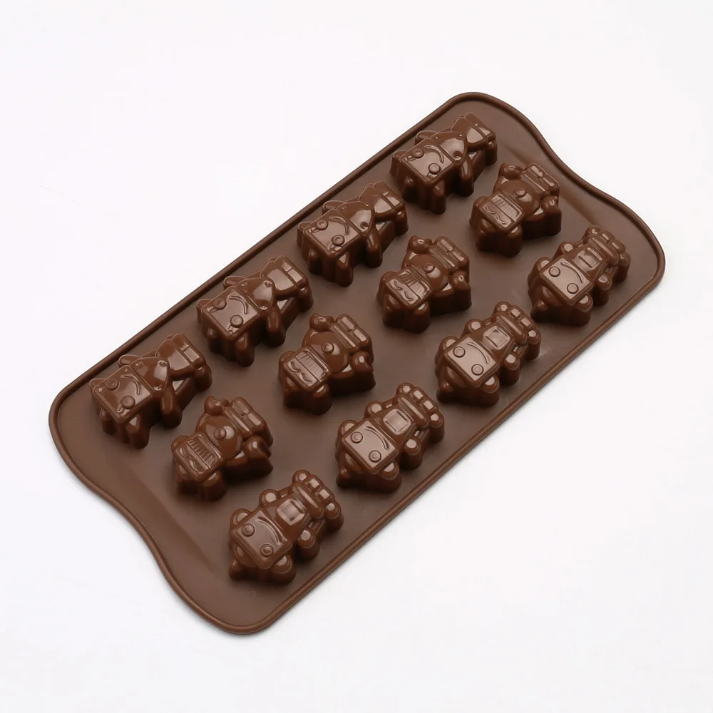 

Food grade silicone robot ice cube high temperature microwave oven with chocolate cake decoration baking mold Silicone Moulds