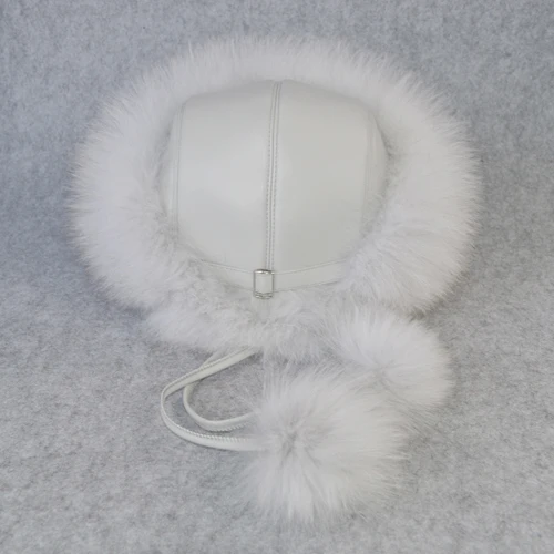 fox fur white Стиль, зимняя Русская Шапка из натурального Лисьего меха, Женская качественная шапка из натурального Лисьего меха, шапки-бомберы для девушек, настоящая шапка из меха лисы - Цвет: fox fur white