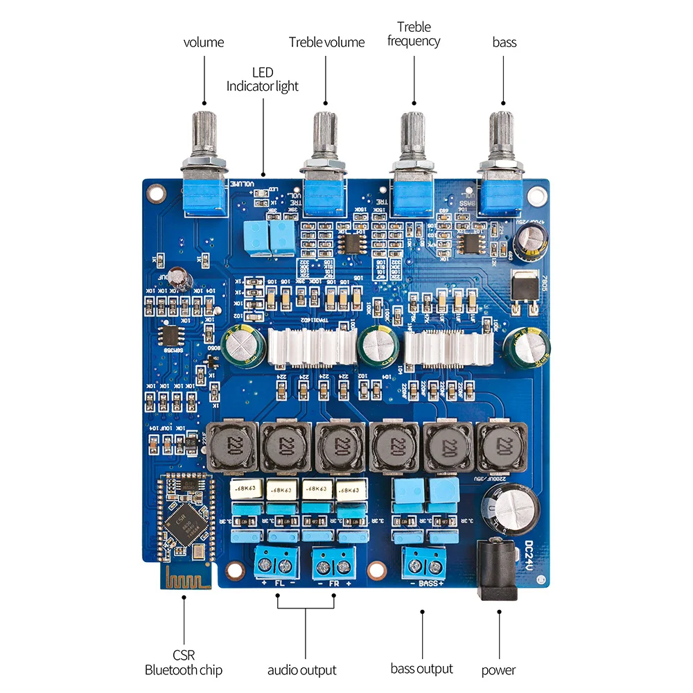 AIYIMA мини усилитель Bluetooth 2 1 Плата усилителя TPA3116 50Wx2 + 100 Вт Класс D аудио усилители